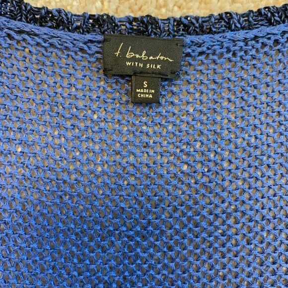 ARITZIA Blue black SS knit sweater Sz S - Picture 3 of 8
